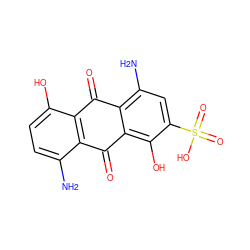 Nc1ccc(O)c2c1C(=O)c1c(O)c(S(=O)(=O)O)cc(N)c1C2=O ZINC000003846907