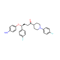 Nc1ccc(O[C@@H](CCC(=O)C2CCN(c3ccc(F)cc3)CC2)c2ccc(F)cc2)cc1 ZINC000027629236