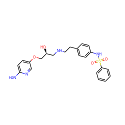 Nc1ccc(OC[C@@H](O)CNCCc2ccc(NS(=O)(=O)c3ccccc3)cc2)cn1 ZINC000026252261