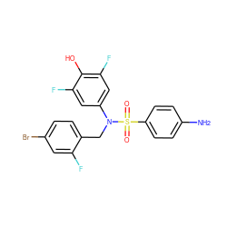 Nc1ccc(S(=O)(=O)N(Cc2ccc(Br)cc2F)c2cc(F)c(O)c(F)c2)cc1 ZINC000064436977