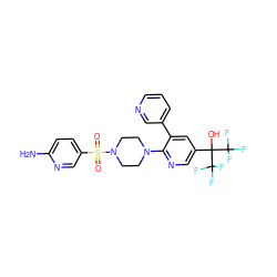 Nc1ccc(S(=O)(=O)N2CCN(c3ncc(C(O)(C(F)(F)F)C(F)(F)F)cc3-c3cccnc3)CC2)cn1 ZINC000098208274