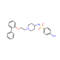 Nc1ccc(S(=O)(=O)NC2CCN(CCOc3ccccc3-c3ccccc3)CC2)cc1 ZINC000653703161