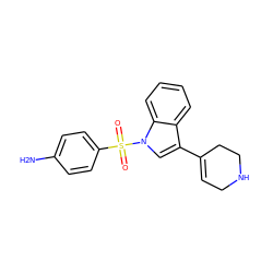 Nc1ccc(S(=O)(=O)n2cc(C3=CCNCC3)c3ccccc32)cc1 ZINC000028134285