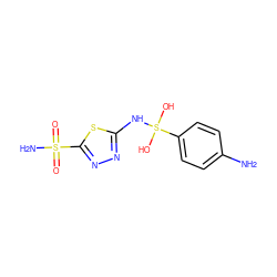 Nc1ccc(S(O)(O)Nc2nnc(S(N)(=O)=O)s2)cc1 ZINC000101512467