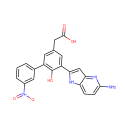 Nc1ccc2[nH]c(-c3cc(CC(=O)O)cc(-c4cccc([N+](=O)[O-])c4)c3O)cc2n1 ZINC000014953807