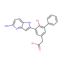 Nc1ccc2[nH]c(-c3cc(CC(=O)O)cc(-c4ccccc4)c3O)cc2n1 ZINC000014953812