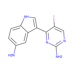 Nc1ccc2[nH]cc(-c3nc(N)ncc3I)c2c1 ZINC000072109678