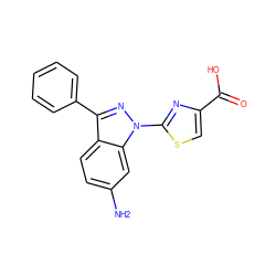 Nc1ccc2c(-c3ccccc3)nn(-c3nc(C(=O)O)cs3)c2c1 ZINC000103254799