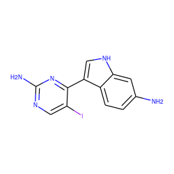 Nc1ccc2c(-c3nc(N)ncc3I)c[nH]c2c1 ZINC000072109679