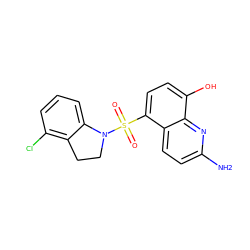 Nc1ccc2c(S(=O)(=O)N3CCc4c(Cl)cccc43)ccc(O)c2n1 ZINC001772617478