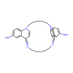 Nc1ccc2c(c1)C1=NCCCCCN=C3C=CN(CCCCCN2C=C1)c1ccc(N)cc13 ZINC000377848804