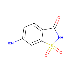 Nc1ccc2c(c1)S(=O)(=O)NC2=O ZINC000005421052