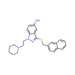 Nc1ccc2c(c1)c(OCc1ccc3ccccc3c1)nn2CCN1CCCCC1 ZINC000072316608