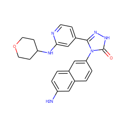 Nc1ccc2cc(-n3c(-c4ccnc(NC5CCOCC5)c4)n[nH]c3=O)ccc2c1 ZINC000066262072