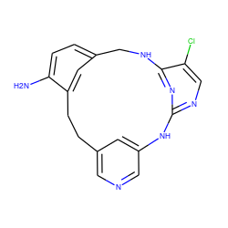 Nc1ccc2cc1CCc1cncc(c1)Nc1ncc(Cl)c(n1)NC2 ZINC000142444024