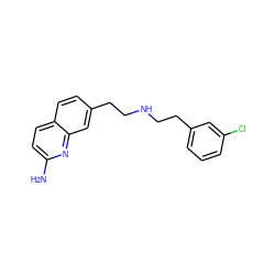 Nc1ccc2ccc(CCNCCc3cccc(Cl)c3)cc2n1 ZINC000098209150