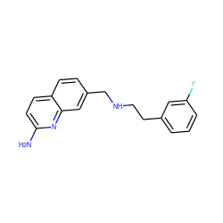 Nc1ccc2ccc(CNCCc3cccc(F)c3)cc2n1 ZINC000098209156