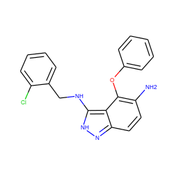 Nc1ccc2n[nH]c(NCc3ccccc3Cl)c2c1Oc1ccccc1 ZINC000028461213