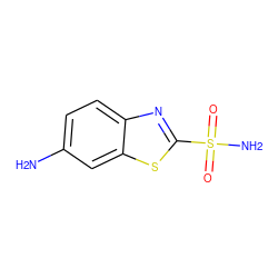 Nc1ccc2nc(S(N)(=O)=O)sc2c1 ZINC000005162075