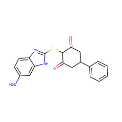 Nc1ccc2nc(SC3C(=O)CC(c4ccccc4)CC3=O)[nH]c2c1 ZINC000299832931