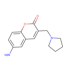 Nc1ccc2oc(=O)c(CN3CCCC3)cc2c1 ZINC000103269037