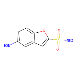 Nc1ccc2oc(S(N)(=O)=O)cc2c1 ZINC000027868379