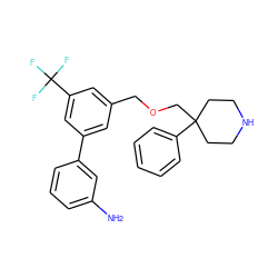 Nc1cccc(-c2cc(COCC3(c4ccccc4)CCNCC3)cc(C(F)(F)F)c2)c1 ZINC000144165016