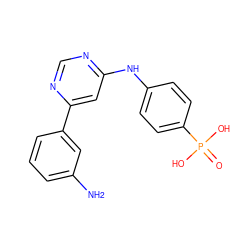 Nc1cccc(-c2cc(Nc3ccc(P(=O)(O)O)cc3)ncn2)c1 ZINC000169346839