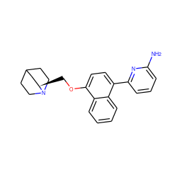 Nc1cccc(-c2ccc(OC[C@@H]3CC4CCN3CC4)c3ccccc23)n1 ZINC000013559829