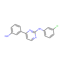 Nc1cccc(-c2ccnc(Nc3cccc(Cl)c3)n2)c1 ZINC000029126232