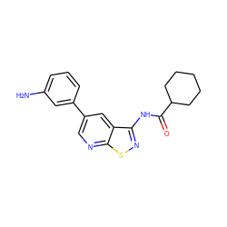 Nc1cccc(-c2cnc3snc(NC(=O)C4CCCCC4)c3c2)c1 ZINC000299821350