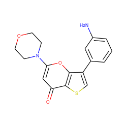 Nc1cccc(-c2csc3c(=O)cc(N4CCOCC4)oc23)c1 ZINC000101661841