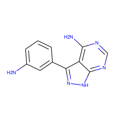 Nc1cccc(-c2n[nH]c3ncnc(N)c23)c1 ZINC000064503408