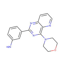 Nc1cccc(-c2nc(N3CCOCC3)c3ncccc3n2)c1 ZINC000103255537