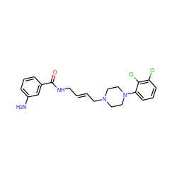 Nc1cccc(C(=O)NC/C=C/CN2CCN(c3cccc(Cl)c3Cl)CC2)c1 ZINC000013608809