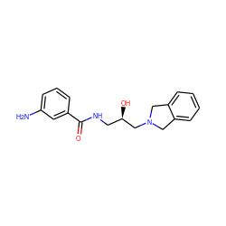 Nc1cccc(C(=O)NC[C@@H](O)CN2Cc3ccccc3C2)c1 ZINC000217086144