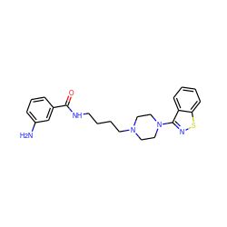 Nc1cccc(C(=O)NCCCCN2CCN(c3nsc4ccccc34)CC2)c1 ZINC000013747143