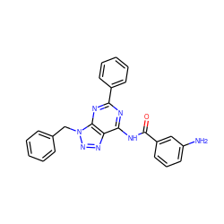 Nc1cccc(C(=O)Nc2nc(-c3ccccc3)nc3c2nnn3Cc2ccccc2)c1 ZINC000040896647