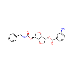 Nc1cccc(C(=O)O[C@@H]2CO[C@@H]3[C@@H](OC(=O)NCc4ccccc4)CO[C@H]23)c1 ZINC000045286548