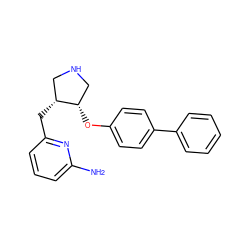 Nc1cccc(C[C@@H]2CNC[C@@H]2Oc2ccc(-c3ccccc3)cc2)n1 ZINC000058590929