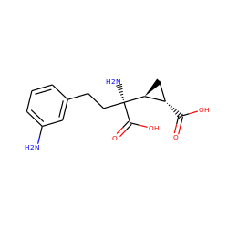 Nc1cccc(CC[C@](N)(C(=O)O)[C@H]2C[C@@H]2C(=O)O)c1 ZINC000013777448