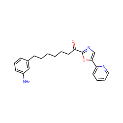 Nc1cccc(CCCCCCC(=O)c2ncc(-c3ccccn3)o2)c1 ZINC000014979837