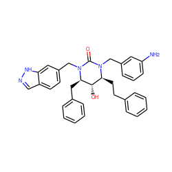 Nc1cccc(CN2C(=O)N(Cc3ccc4cn[nH]c4c3)[C@H](Cc3ccccc3)[C@@H](O)[C@@H]2CCc2ccccc2)c1 ZINC000169301574