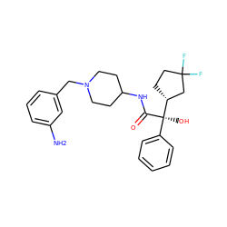 Nc1cccc(CN2CCC(NC(=O)[C@](O)(c3ccccc3)[C@@H]3CCC(F)(F)C3)CC2)c1 ZINC000013835851