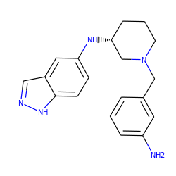 Nc1cccc(CN2CCC[C@@H](Nc3ccc4[nH]ncc4c3)C2)c1 ZINC000028639797