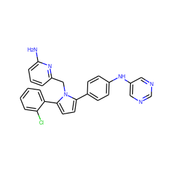 Nc1cccc(Cn2c(-c3ccc(Nc4cncnc4)cc3)ccc2-c2ccccc2Cl)n1 ZINC000034662244