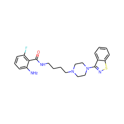 Nc1cccc(F)c1C(=O)NCCCCN1CCN(c2nsc3ccccc23)CC1 ZINC000013747182