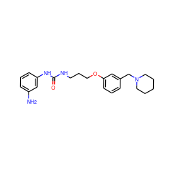 Nc1cccc(NC(=O)NCCCOc2cccc(CN3CCCCC3)c2)c1 ZINC000013725182