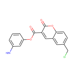 Nc1cccc(OC(=O)c2cc3cc(CCl)ccc3oc2=O)c1 ZINC000034803103