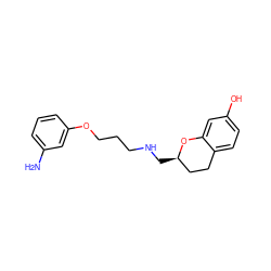 Nc1cccc(OCCCNC[C@@H]2CCc3ccc(O)cc3O2)c1 ZINC000013775916